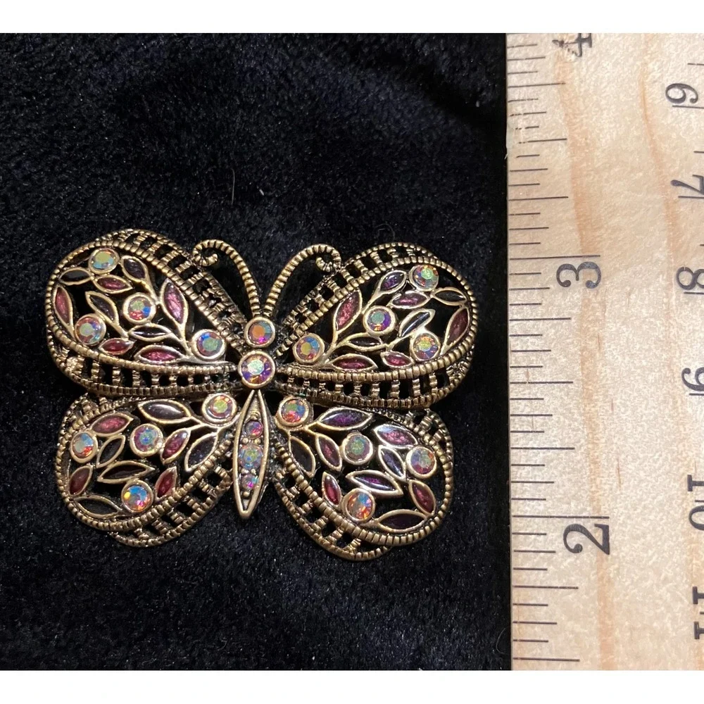 Butterfly Brooch Lot Womens Multicolor Rhinestone Enamel Filigree